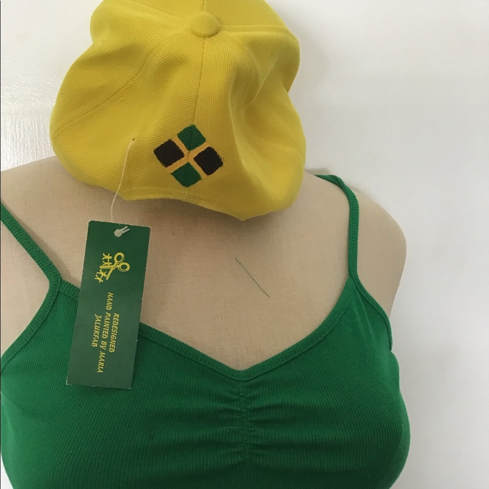 Yellow Jamaican Baseball Cap Hand Painted Horse. - Picture 4 of 4